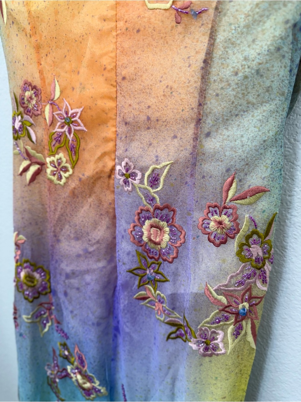 Vintage 100% Silk Dress Vintage Rainbow Dress Prom Vintage Beaded Dress - Picture 5 of 16